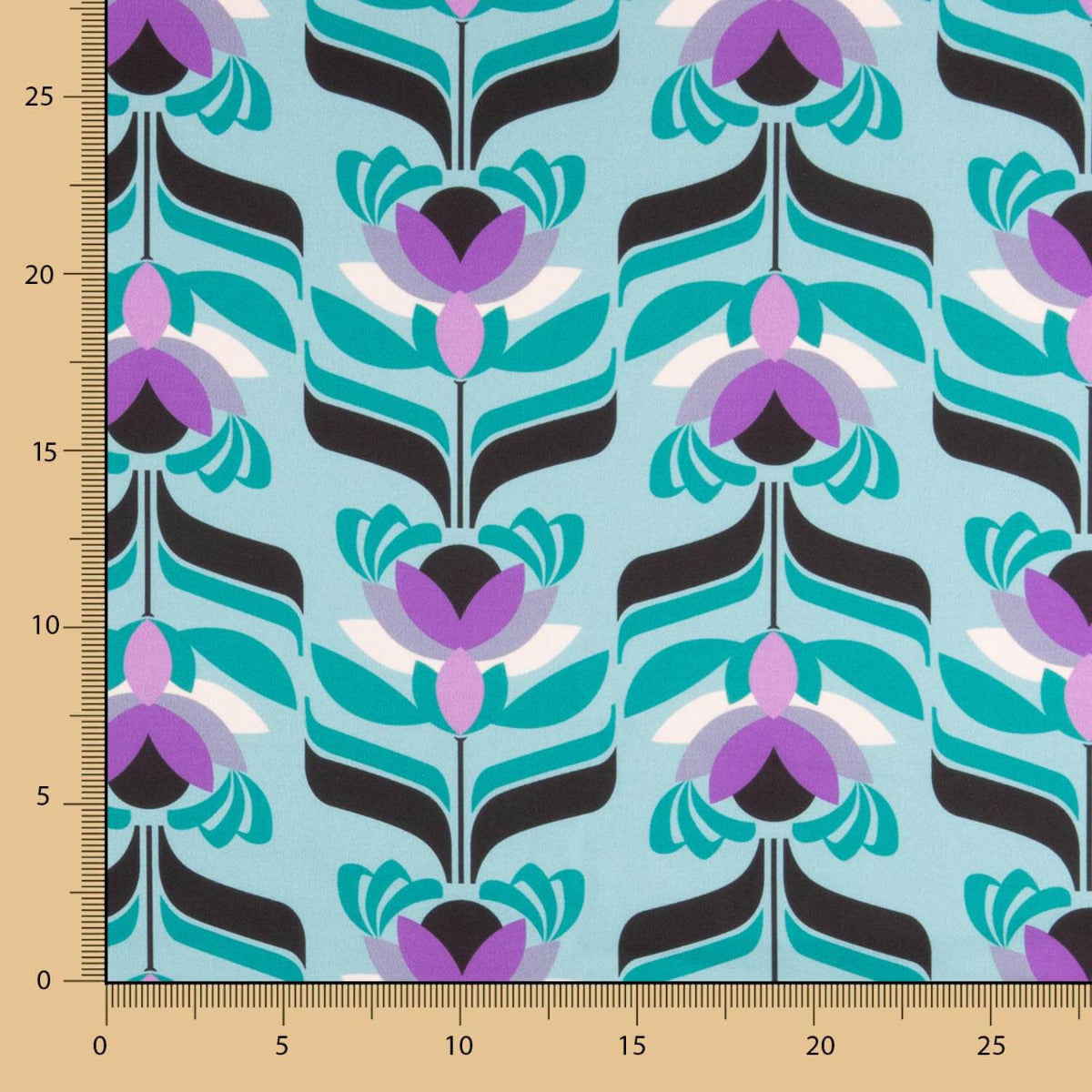 Satén Spandex Flores Salvia - Ribes y Casals