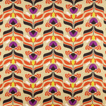 Satén Spandex Flores Beige Doré - Ribes y Casals