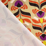 Satén Spandex Flores Beige Doré - Ribes y Casals