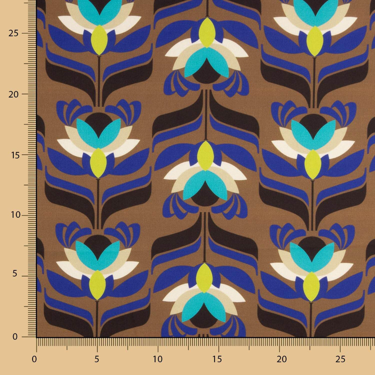 Satén Spandex Flores Marrón - Ribes y Casals