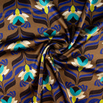 Satén Spandex Flores Marrón - Ribes y Casals