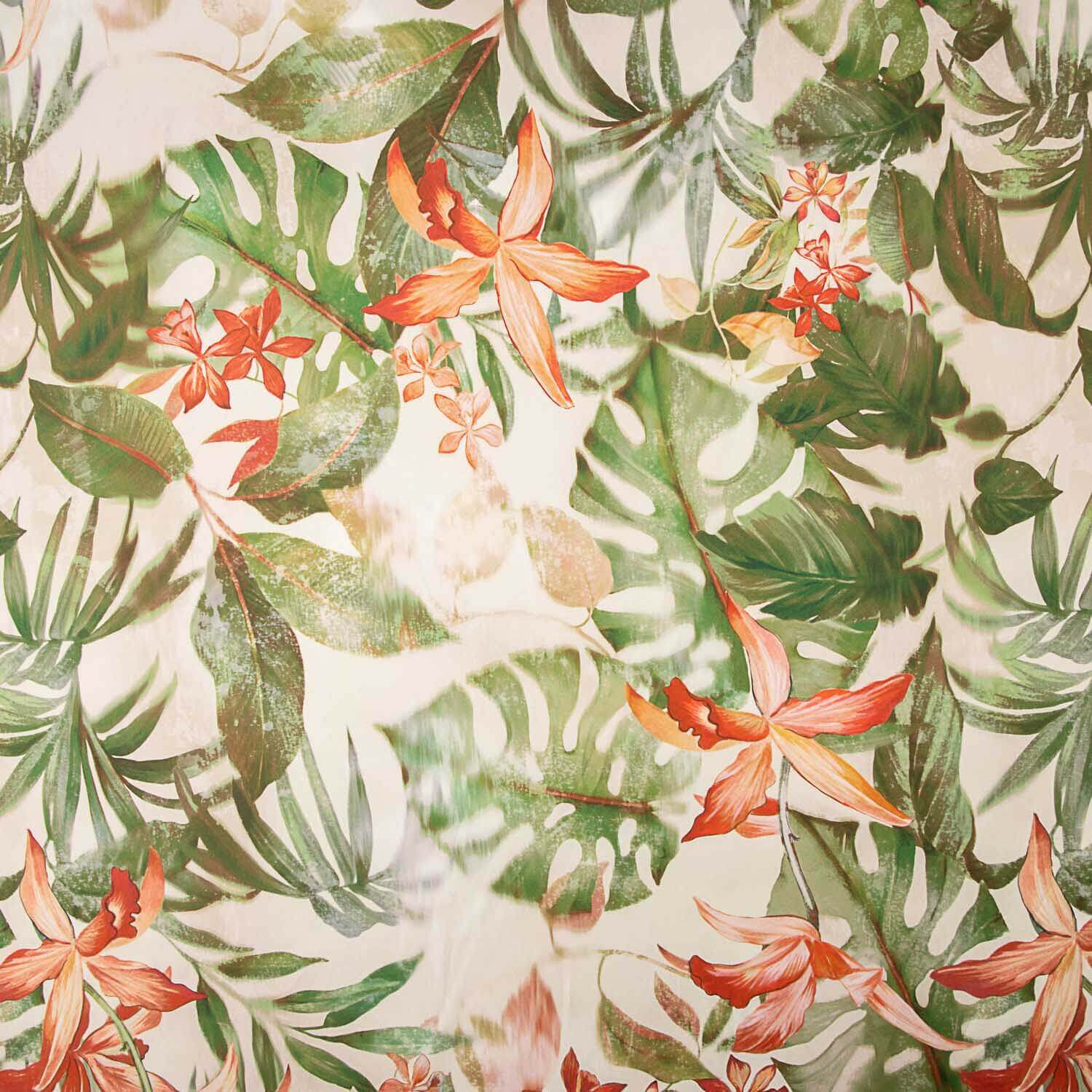 Satén Poliéster Estampada Orquídeas Tropicales - Ribes y Casals