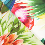 Satén Seda Natural Estampado Flor Tropical Blanco - Ribes y Casals