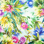 Satén Seda Natural Estampado Flor Tropical Verde Agua - Ribes y Casals