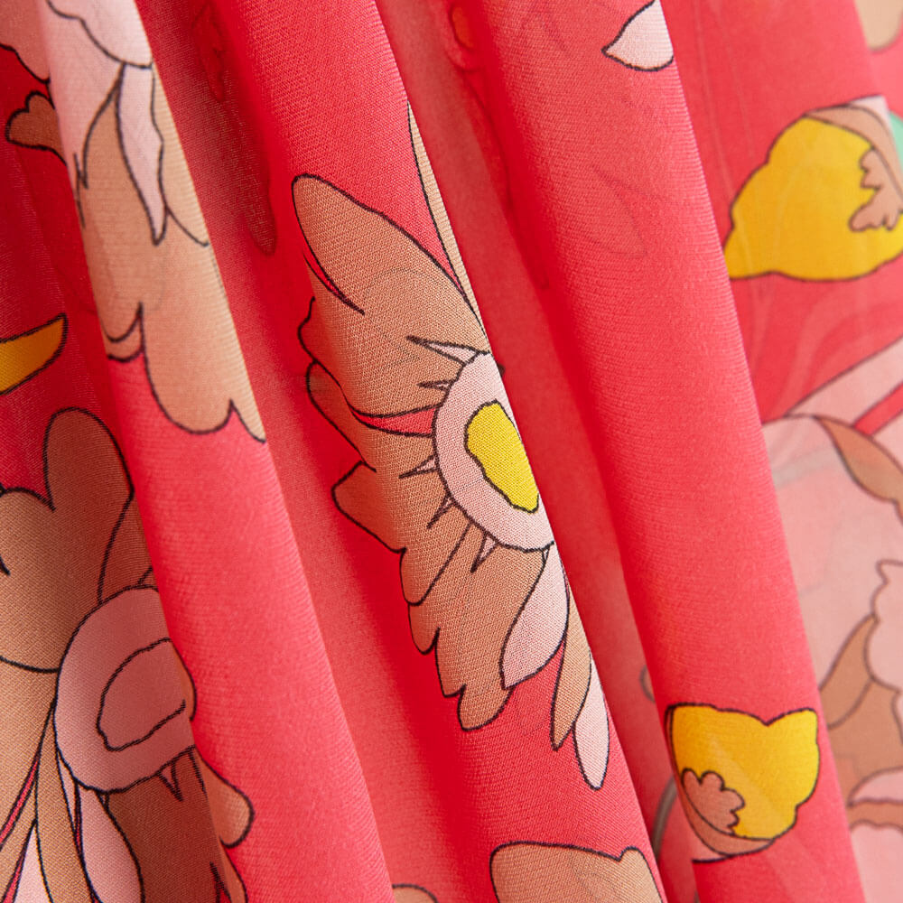 Gasa Poliéster Frambuesa Flor - Ribes y Casals