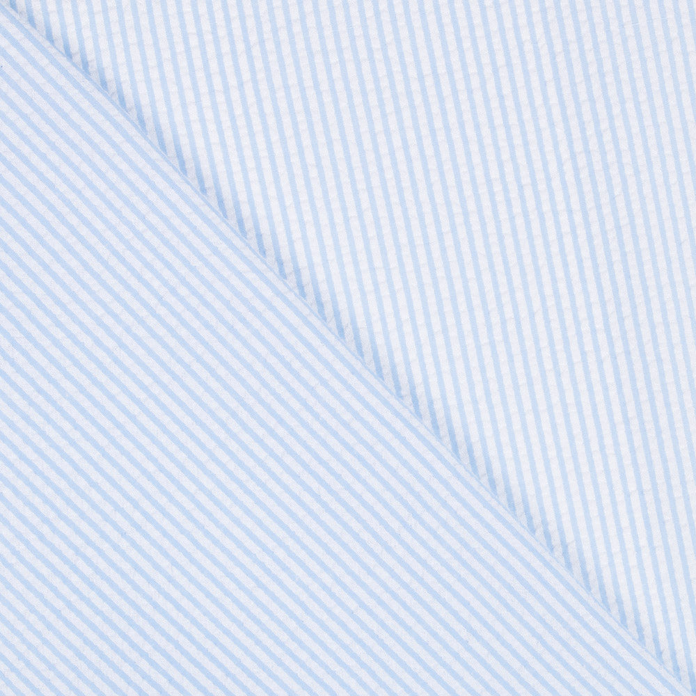Tela Seersucker Rayas Celeste - Ribes y Casals