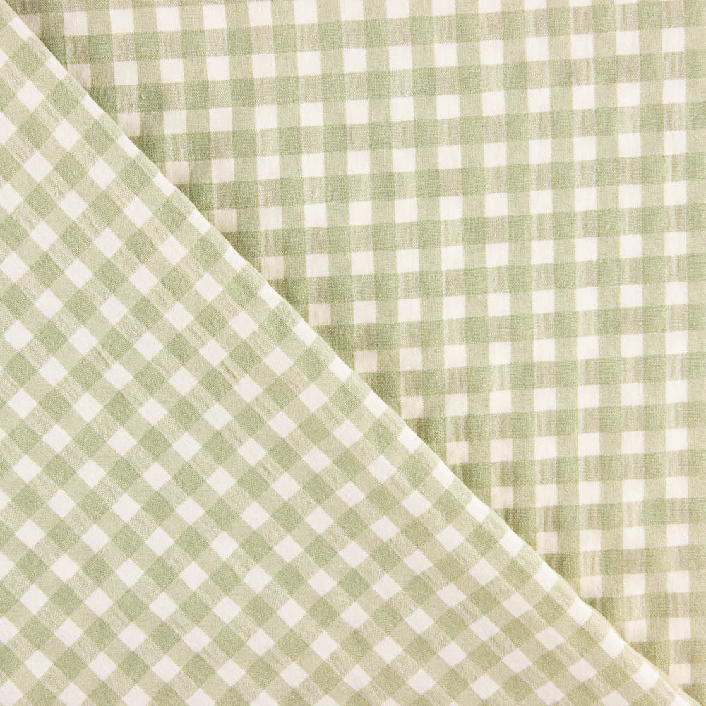 Algodón Seersucker Cuadro Medio Verde Anís - Ribes y Casals