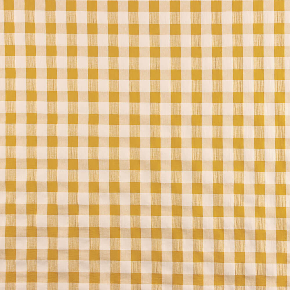 Algodón Seersucker Cuadro Maxi Ocre - Ribes y Casals