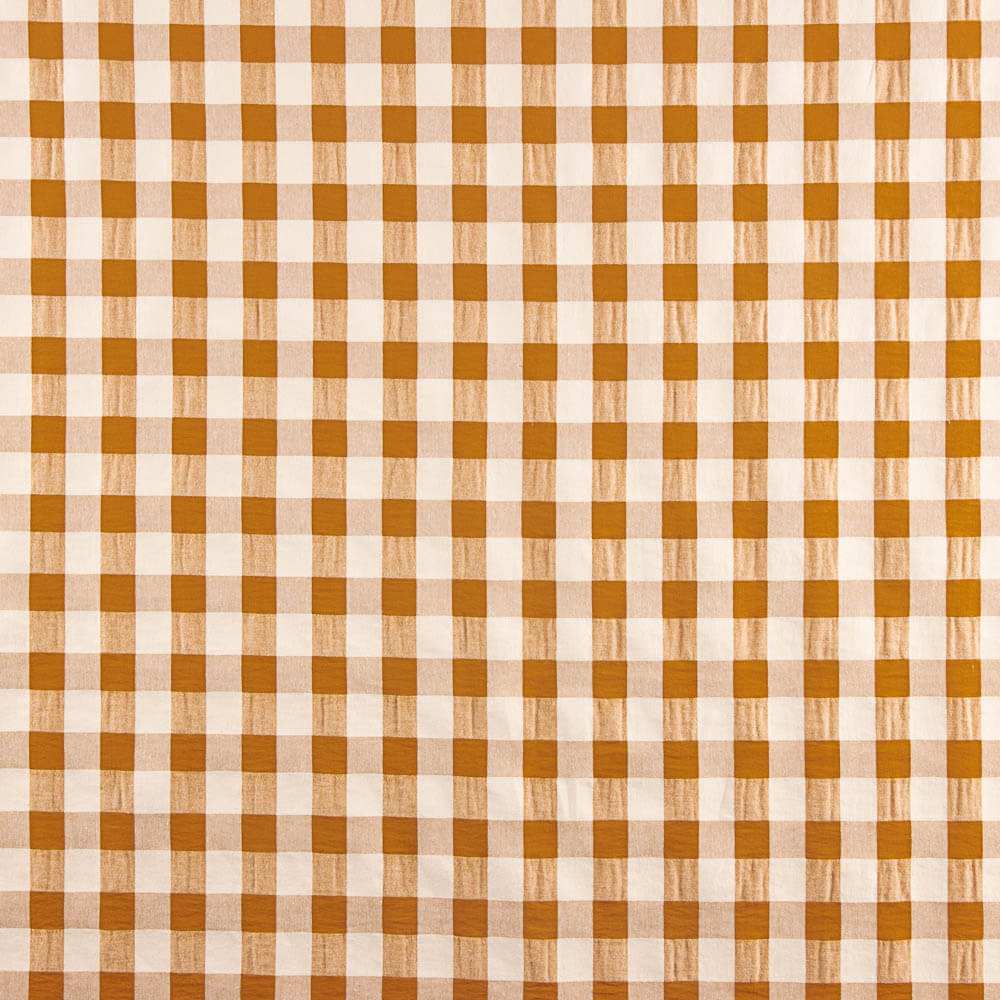Algodón Seersucker Cuadro Maxi Terracota - Ribes y Casals