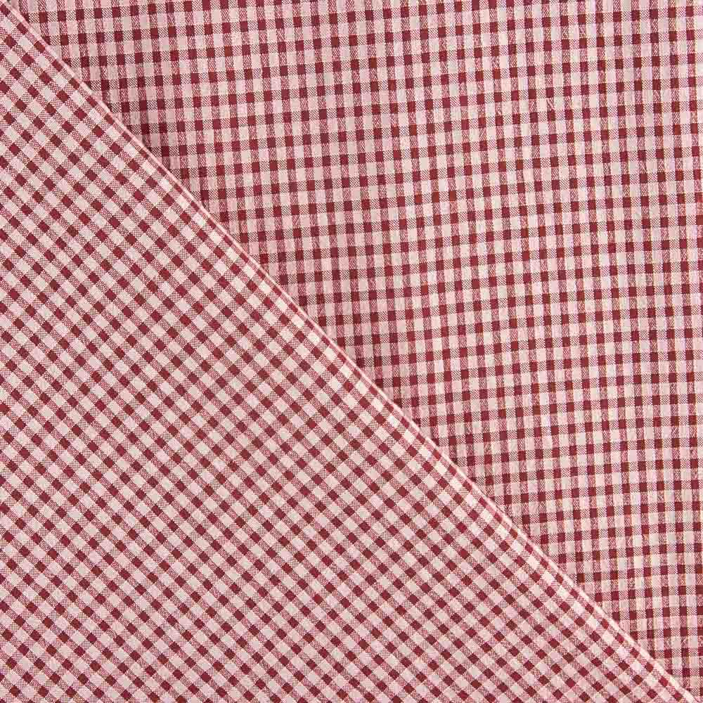 Algodón Seersucker Cuadro Mini Burdeos - Ribes y Casals