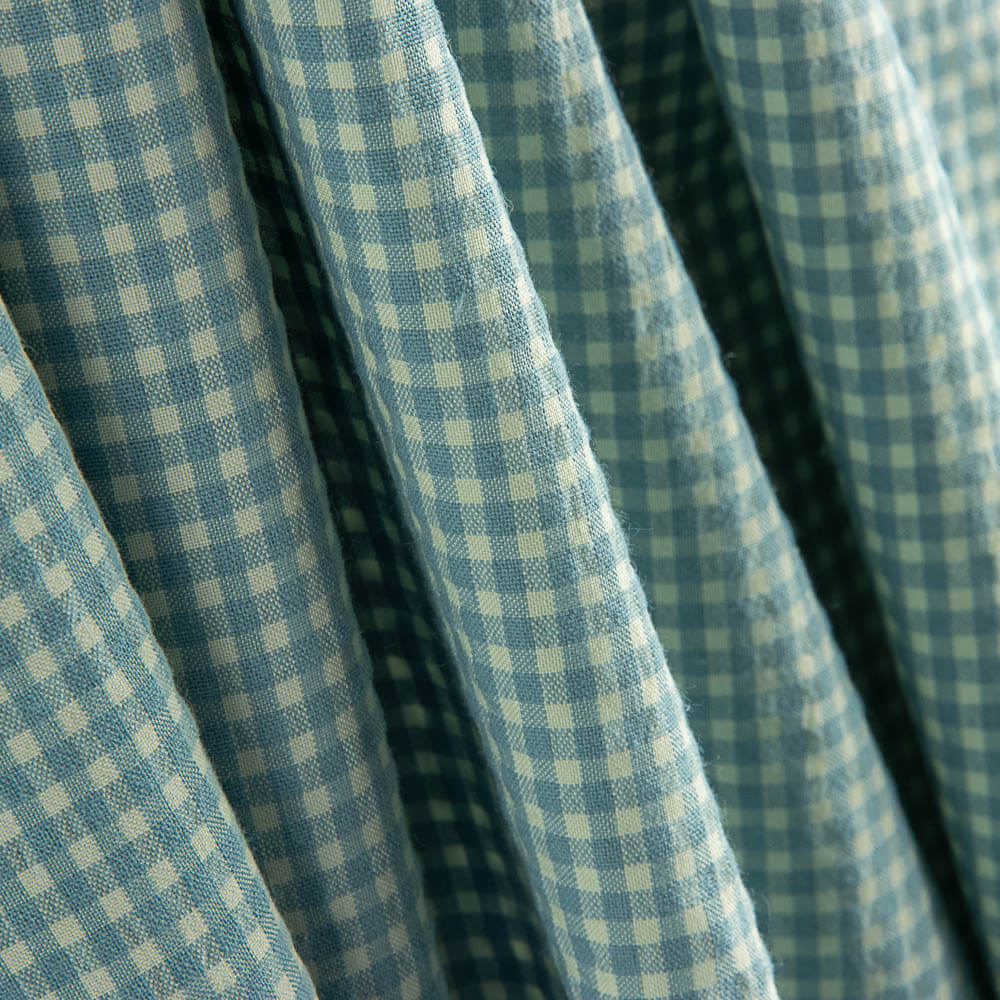 Algodón Seersucker Cuadro Mini Verde Agua - Ribes y Casals