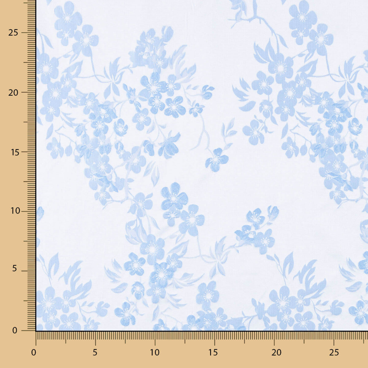 Tafetán Jacquard Flores Azul - Ribes y Casals