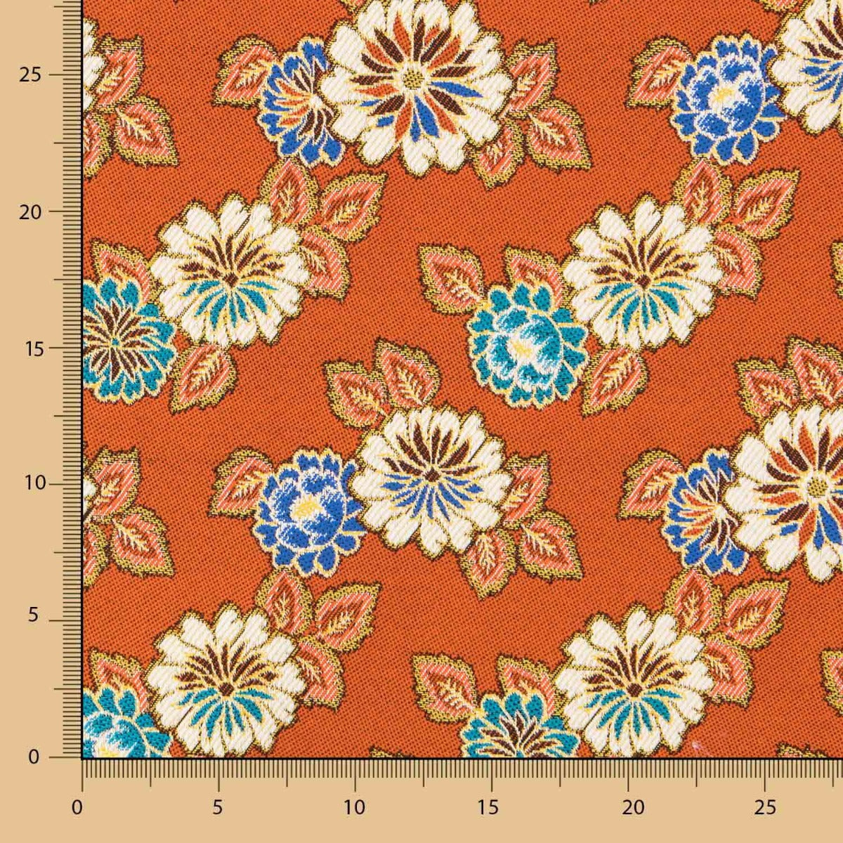 Tapicería Jacquard Floral Naranja Brillante - Ribes y Casals