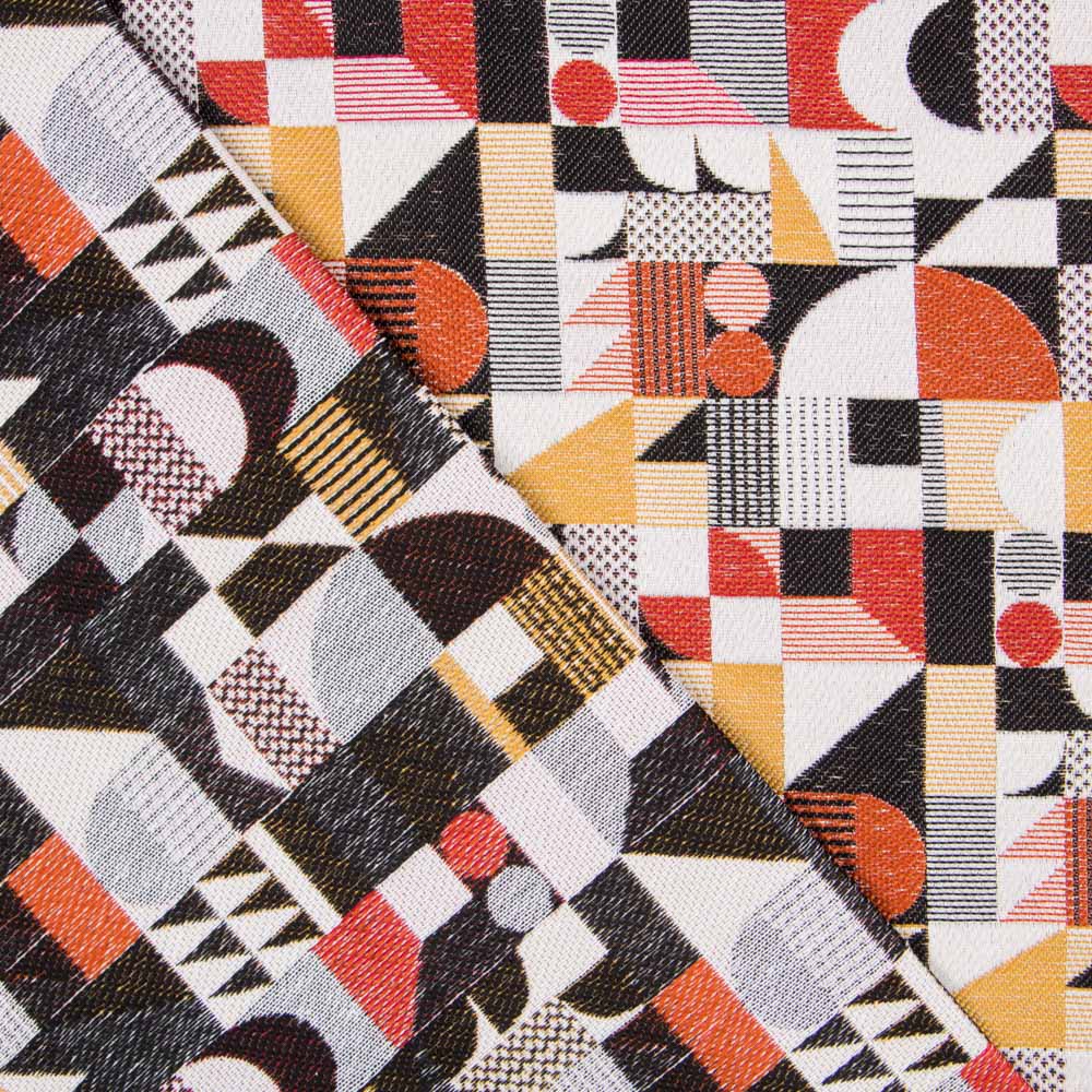 Tapicería Jacquard Geométrico Rojo - Ribes y Casals