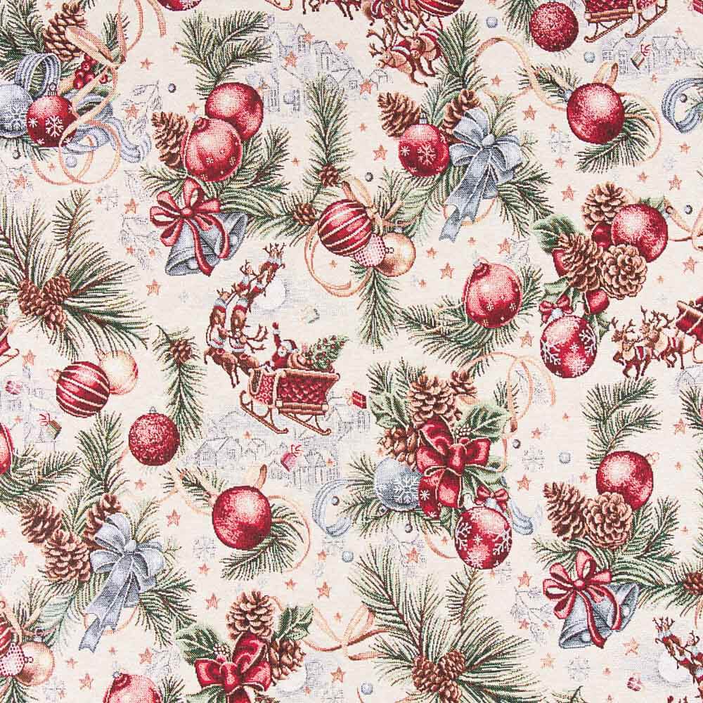Tapicería Jacquard Navidad Guirnaldas Beige - Ribes y Casals