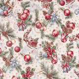 Tapicería Jacquard Navidad Guirnaldas Beige - Ribes y Casals