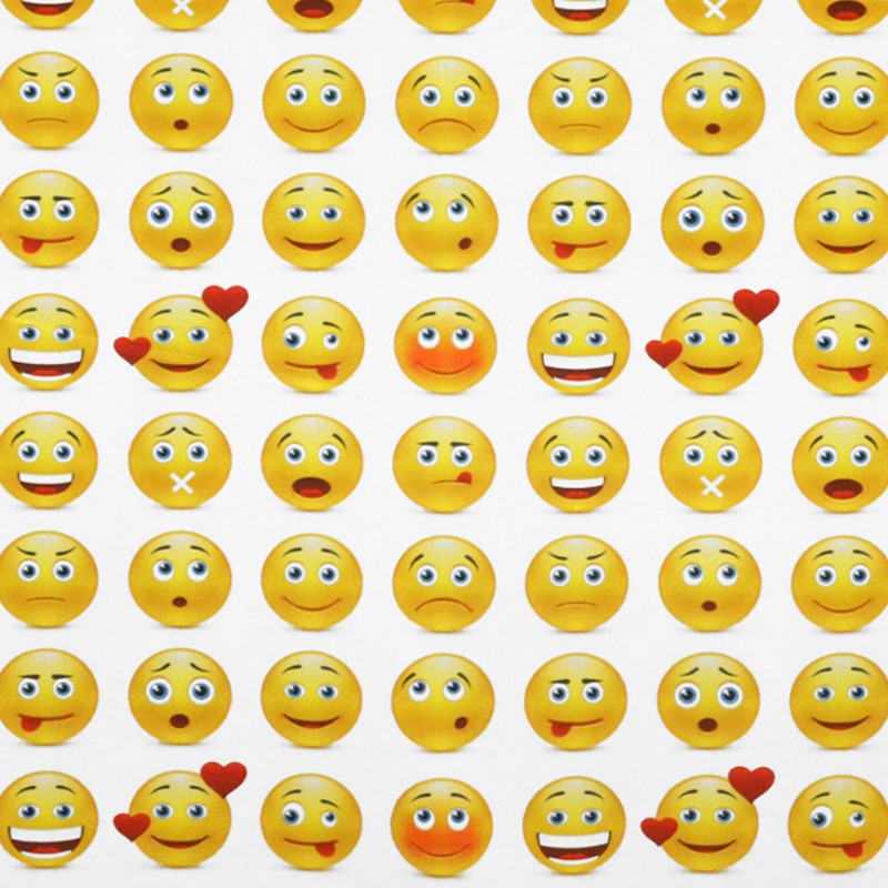 Popelín Algodón Emoticonos Blanca - Ribes y Casals