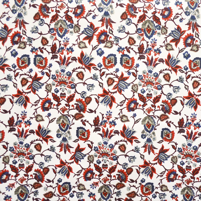Tela Algodón Estampada Flor Contorno  Rojo - Ribes y Casals