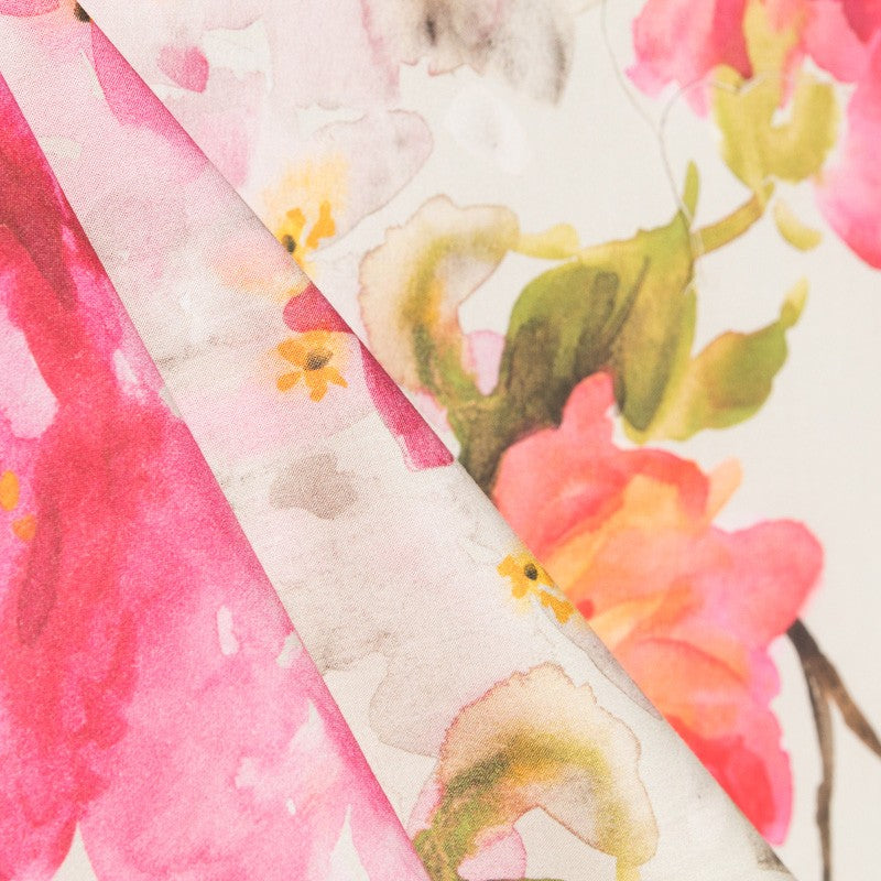 Popelín Algodón Estampado Acuarela Beige - Ribes y Casals