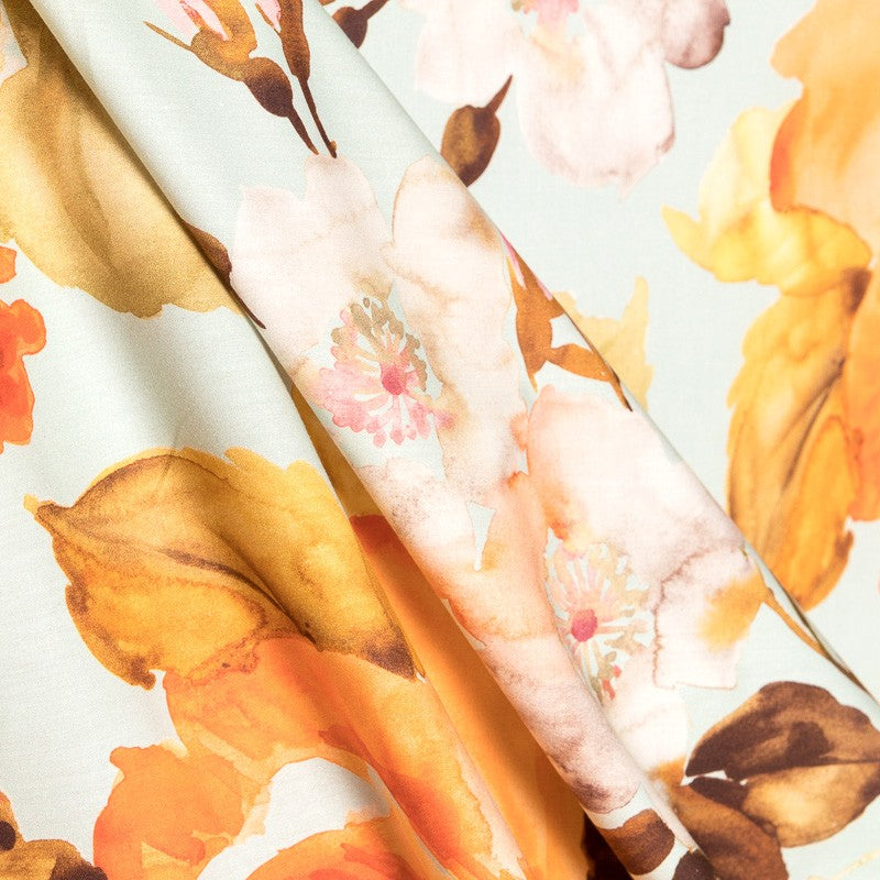 Popelín Algodón Estampado Acuarela Gris Verdoso - Ribes y Casals