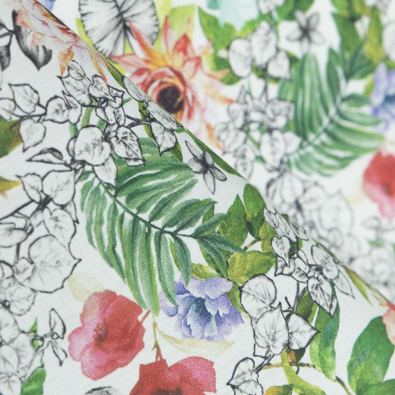 Popelín Estampado Primavera Blanca - Ribes y Casals