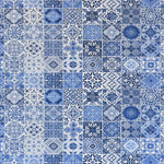 Popelín Algodón Racholas Mosaico Azul - Ribes y Casals