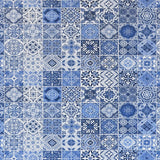 Popelín Algodón Racholas Mosaico Azul - Ribes y Casals