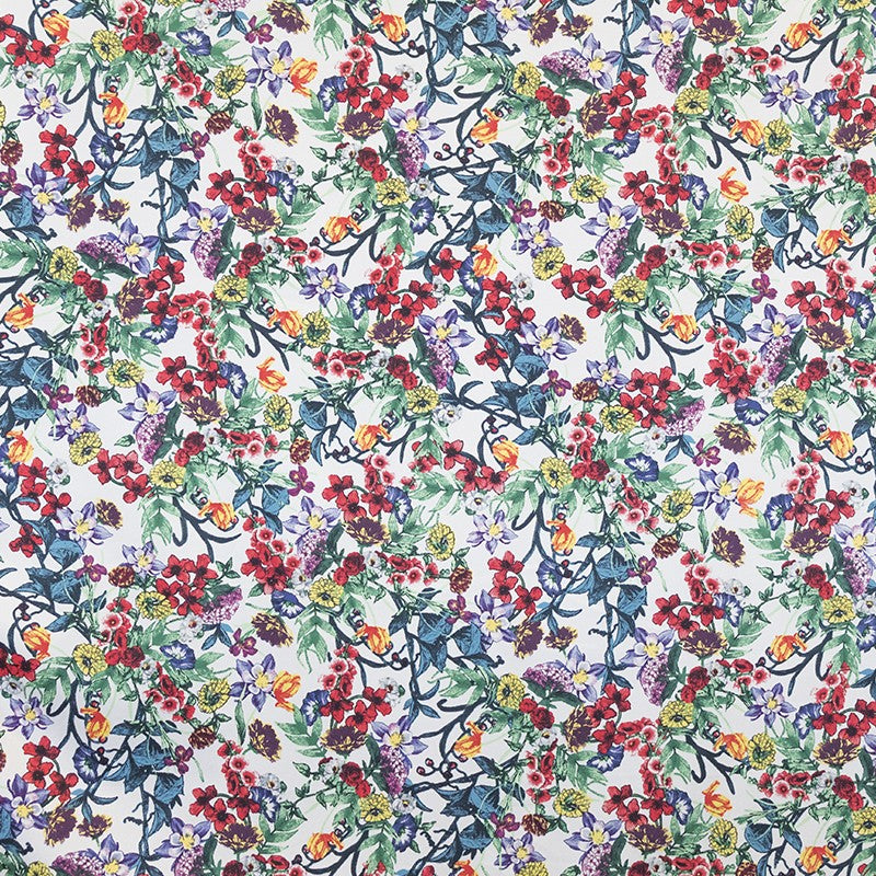 Tela Algodón Spandex Floral Blanca - Ribes y Casals