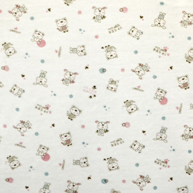 Tela Bebé Tundosada Gatitos Rosa - Ribes y Casals