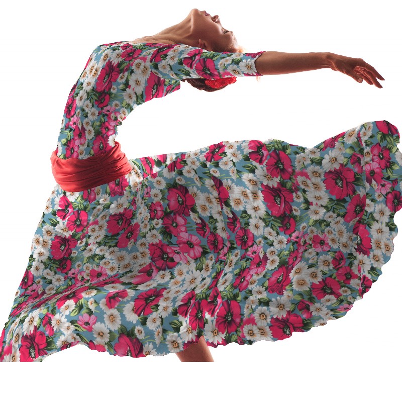 Tela Bielástica Amapolas Fucsia - Ribes y Casals