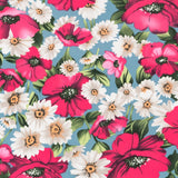 Tela Bielástica Amapolas Fucsia - Ribes y Casals