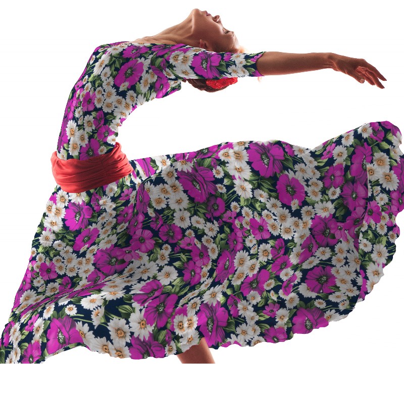 Tela Bielástica Amapolas Violeta - Ribes y Casals