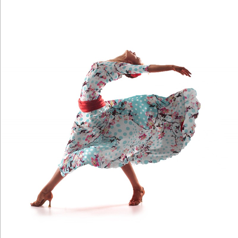 Tela Bielástica Flamenca Agua - Ribes y Casals