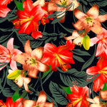 Tela Bielástica Hibiscus Negra - Ribes y Casals