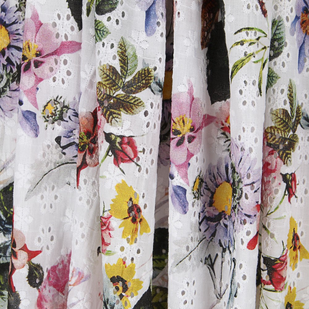 Tela Bordado Suizo Estampado Floral - Ribes y Casals