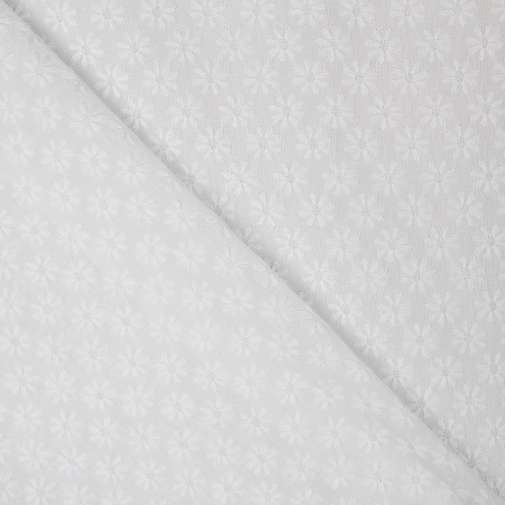 Tela Bordado Suizo Margaritas Blanco Natural - Ribes y Casals