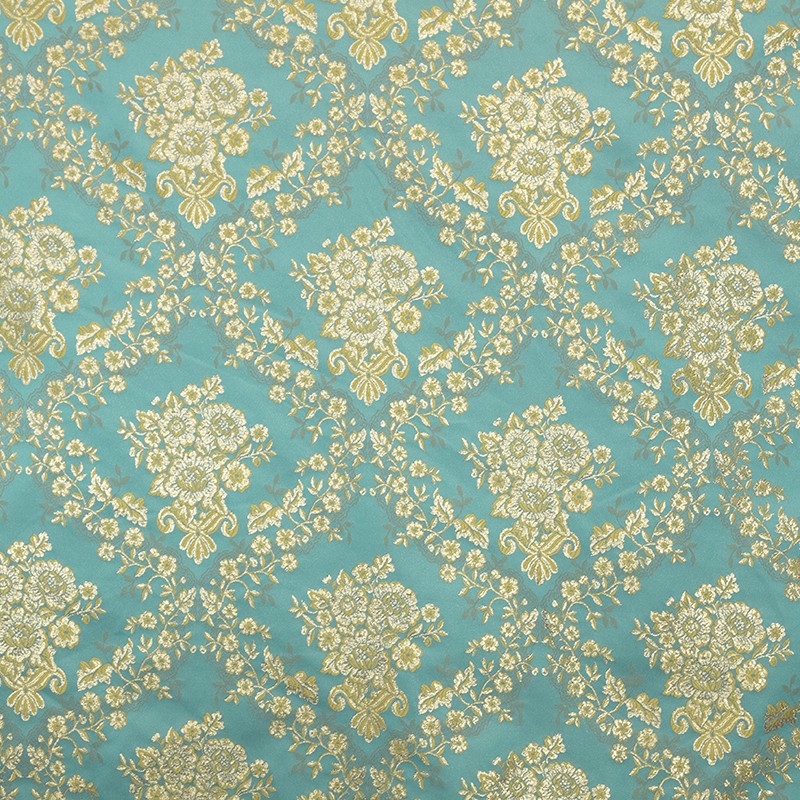 Tela Brocada Lurex Flor Agua - Ribes y Casals