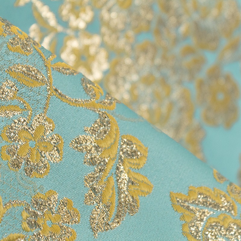 Tela Brocada Lurex Flor Agua - Ribes y Casals