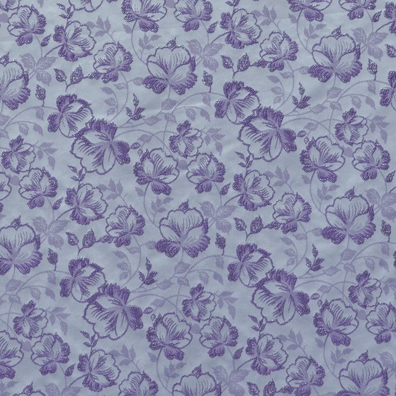 Tela Brocada Metal Flor Lila - Ribes y Casals