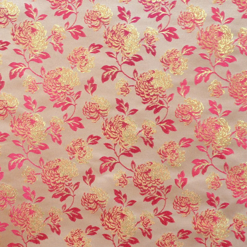 Tela Brocado Flor Fucsia - Ribes y Casals