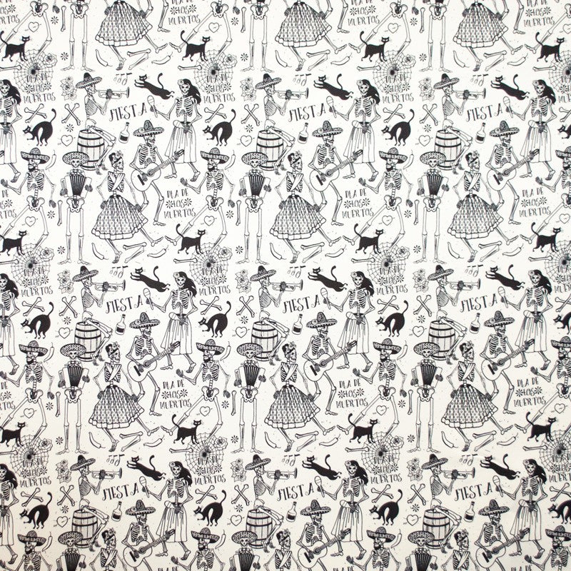 Tela Calaveras Mexicanas Fondo Blanco - Ribes y Casals