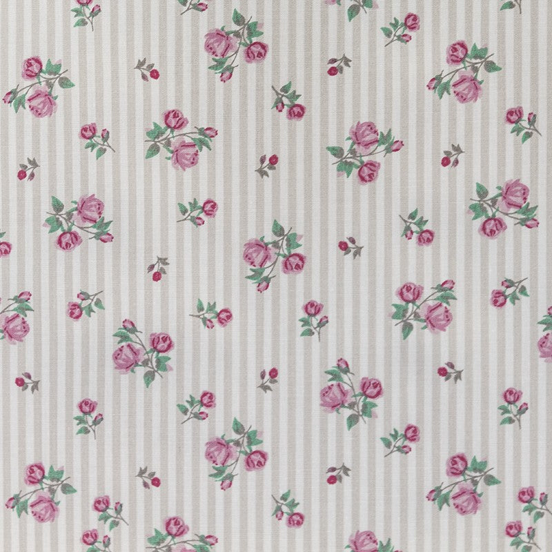 Tela Camisa Algodón Floral Rayas - Ribes y Casals