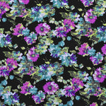 Tela Crepe Estampada Bouquet Fondo Negro - Ribes y Casals