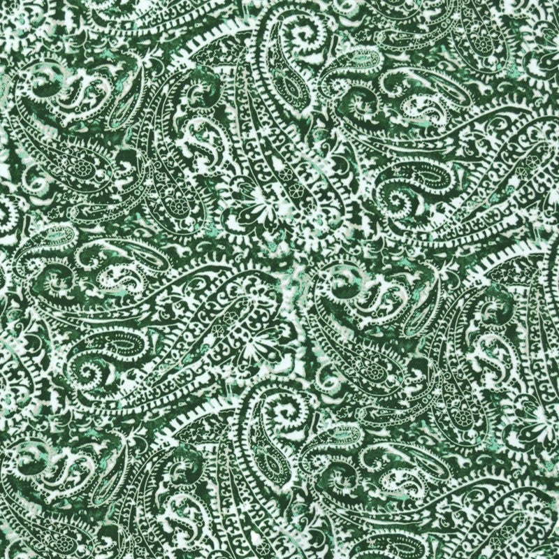 Tela Crepe Estampada Cachemir Degradé Verde - Ribes y Casals