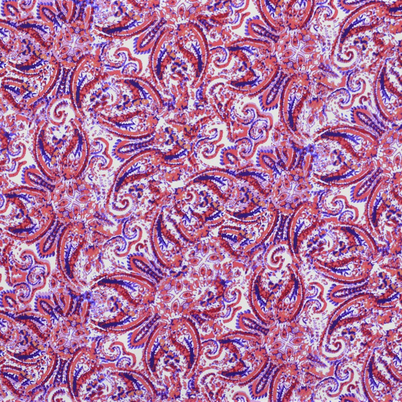 Tela Crepe Estampada Cachemir Licuado Rojo - Ribes y Casals