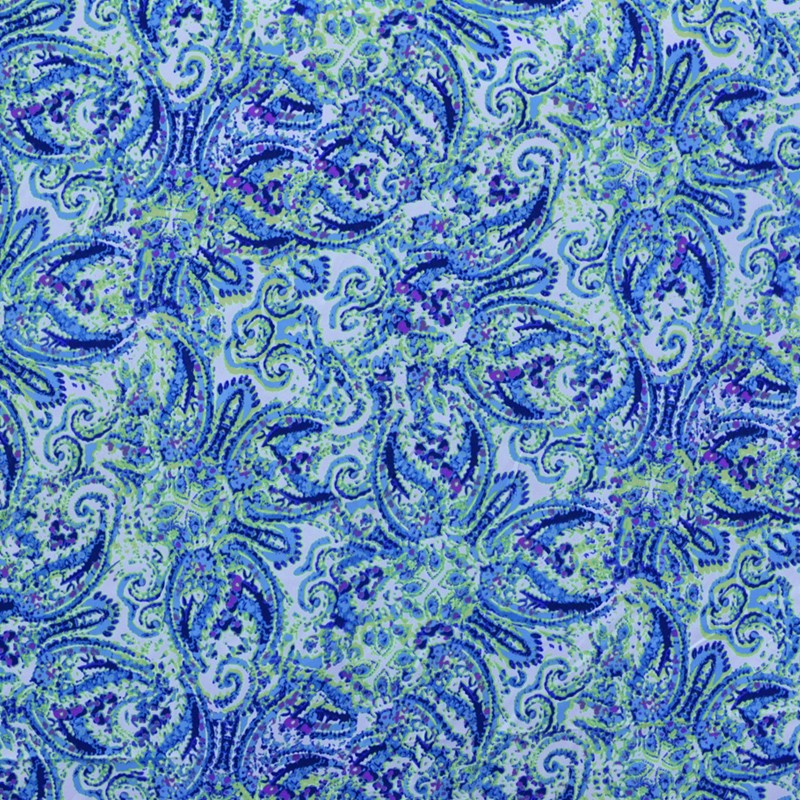 Tela Crepe Estampada Cachemir Licuado Verde - Ribes y Casals