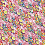 Tela Crepe Estampada Esferas Étnicas Rojas - Ribes y Casals