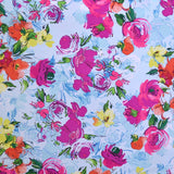 Tela Crepe Estampada Flor Acuarela Azul Cielo - Ribes y Casals