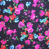 Tela Crepe Estampada Flor Acuarela Negra - Ribes y Casals