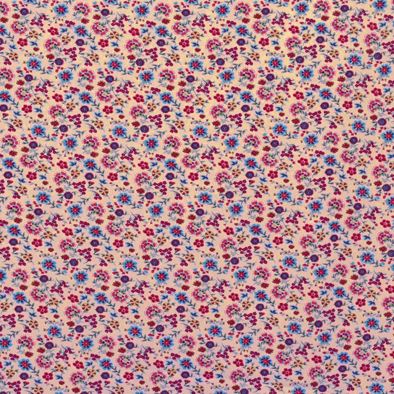 Tela Crepe Estampada Flor Pequeña Oriental Melocotón - Ribes y Casals